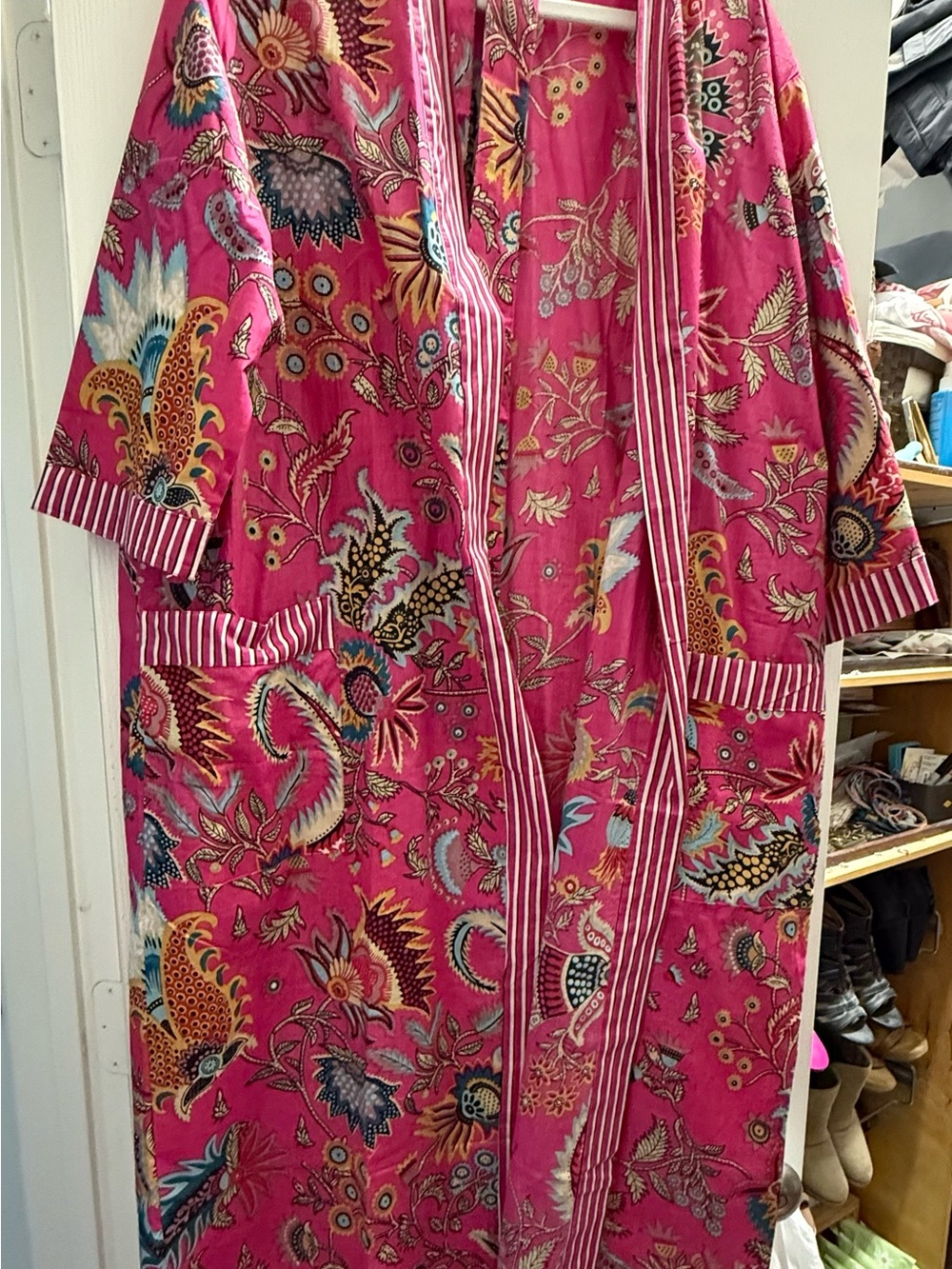 Vibrant Pink Floral Kimono Robe